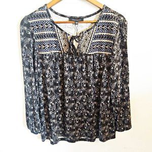 Sanctuary Floral Embroidered Peasant Top Size Small